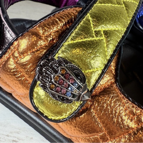 Kurt Geiger London Orson Quilted Metallic Leather Platform Dad Sandals Size 40.5 - Picture 3 of 16